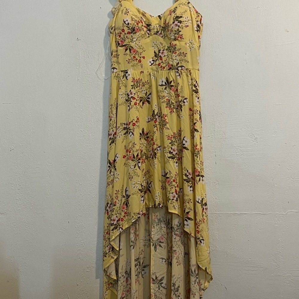 As U Wish Yellow Floral High Low Dress